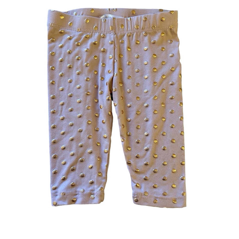 Tahari Pink Leggings With Gold Polka Dots Size 3-6 Months